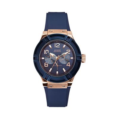 Ladies blue silicone strap watch w0571l1